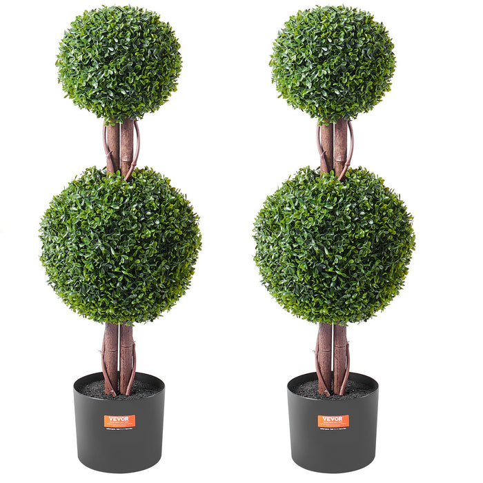 2 Pack 91.4Cm Artificial Boxwood Topiary Tree Faux Plant Uv Decor In / Outdoor