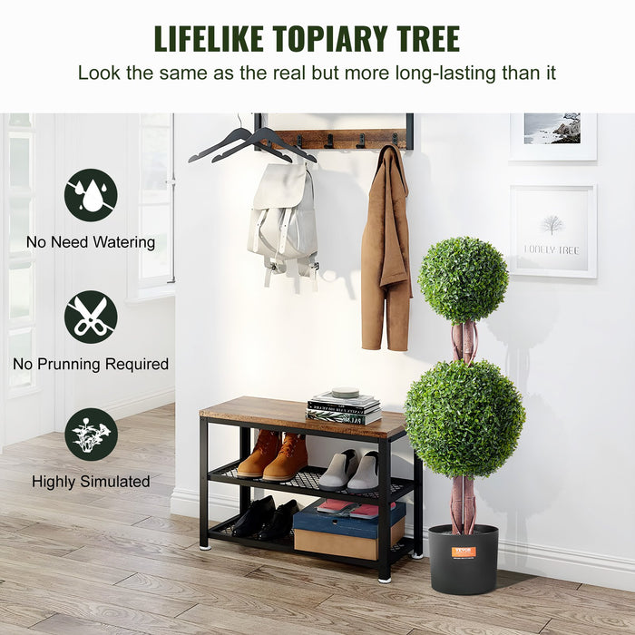 2 Pack 91.4Cm Artificial Boxwood Topiary Tree Faux Plant Uv Decor In / Outdoor