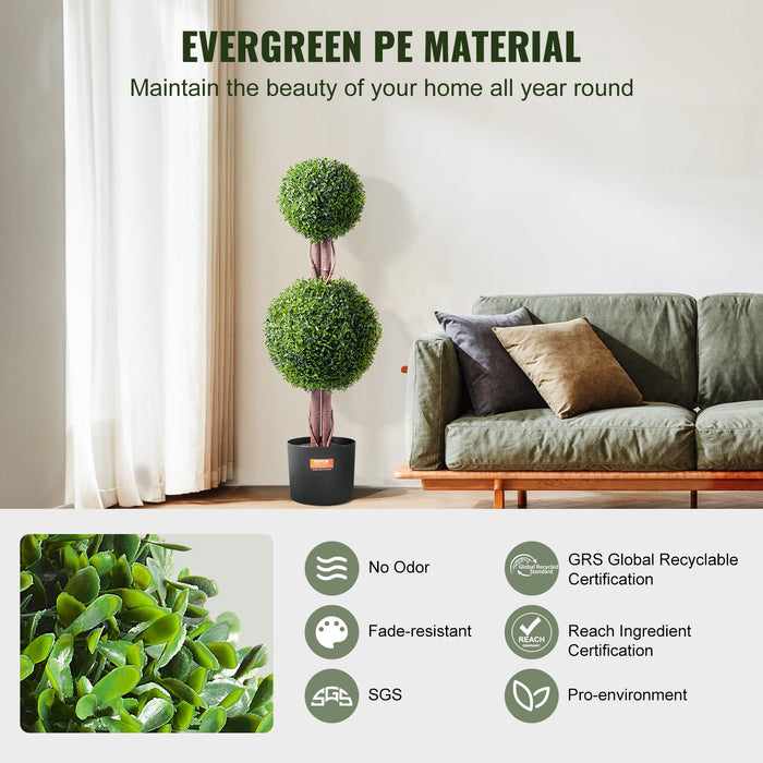 2 Pack 91.4Cm Artificial Boxwood Topiary Tree Faux Plant Uv Decor In / Outdoor