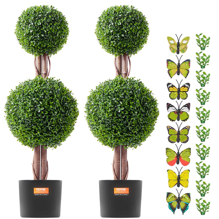 2 Pack 91.4Cm Artificial Boxwood Topiary Tree Faux Plant Uv Decor In / Outdoor