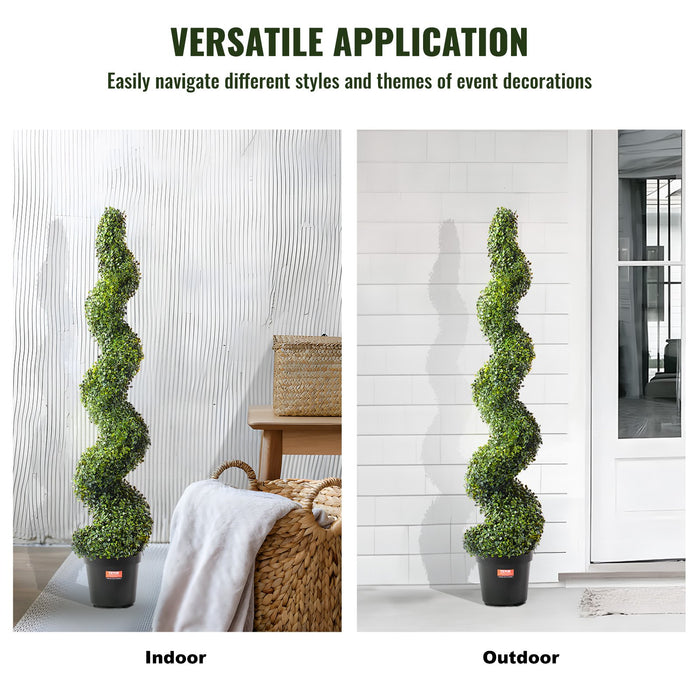 2 Pack 152.4Cm Artificial Boxwood Topiary Tree Faux Plant Uv Decor In / Outdoor