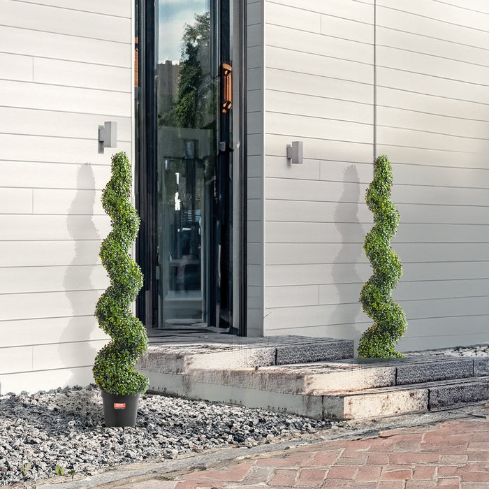 2 Pack 152.4Cm Artificial Boxwood Topiary Tree Faux Plant Uv Decor In / Outdoor