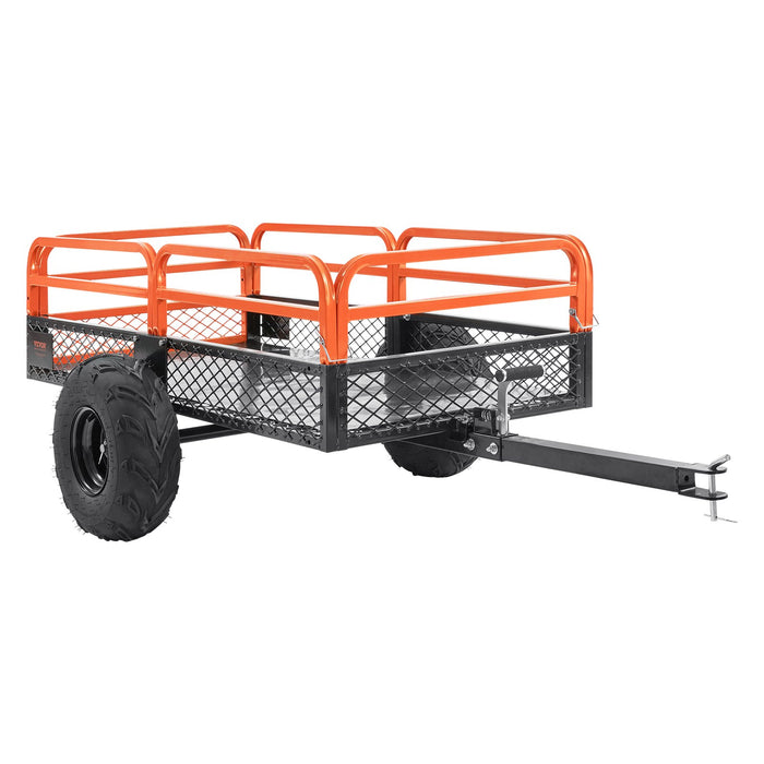 Heavy Duty Steel Atv Dump Trailer 1500-Pound Load Capacity 15 Cubic Feet Tow Behind Dump Cart Garden Trailer With Removable Sides And 2 Tires For Mowers Tractors Atv Utv