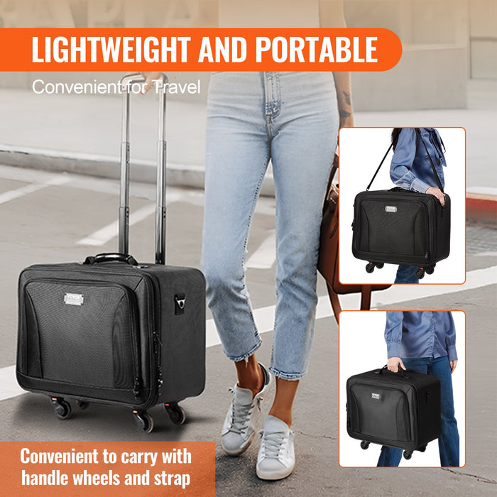 Rolling Makeup Train Case Large Storage 3 Tiers Convenient Carry With Handle Wheels Strap Professional Makeup Storage Organizer Box Make Up Carrier Waterproof Oxford Black