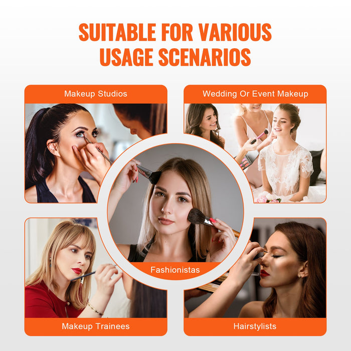 Makeup Train Case 370Mm Large Portable Cosmetic Case 6 Tier Trays Professional Makeup Storage Organizer Box Make Up Carrier With Handle And Strap Travel Case For Women And Girls - Black