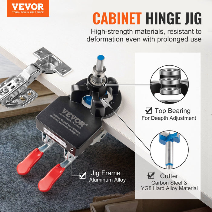 35 Mm Concealed Door Hinge Jig Aluminum Alloy Cabinet Hinge Jig Accurate Locking Dual Clamp Fixation Hinge Drill Jig With Accessories Woodworking Tool For Doors Cabinets Hinges Mounting