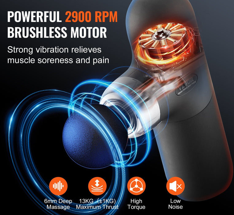 Massage Gun Deep Tissue Percussion Muscle Massager For Athletes - With 4 Speed Levels & 4 Massage Heads 7.4V 2500Mah Batteries Handheld Mini Massage Gun For Pain Relief Muscle Relaxation