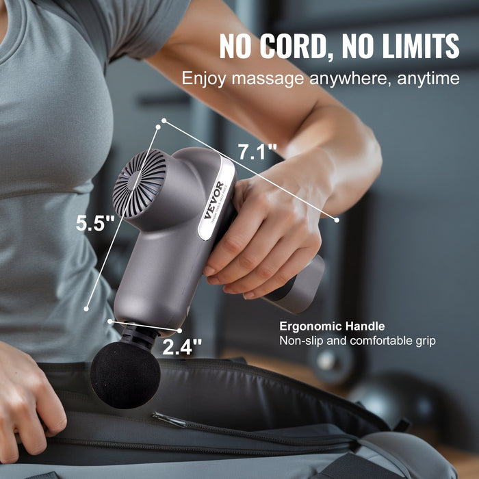 Massage Gun Deep Tissue Percussion Muscle Massager For Athletes - With 5 Speed Levels & 6 Massage Heads 7.4V 2500Mah Batteries Handheld Electric Massage Gun For Pain Relief Muscle Relaxation