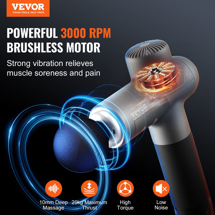 Massage Gun Deep Tissue Percussion Muscle Massager For Athletes - With 8 Speed Levels & 6 Massage Heads 24V 2500Mah Batteries Handheld Electric Massage Gun For Pain Relief Muscle Relaxation
