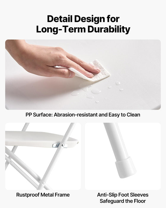 4 Pack Folding Chairs Foldable Plastic Chairs With Heavy Duty Metal Frame Portable Folding Card Table Chairs Stackable Indoor Outdoor Seats For Home Yard Garden Parties Events White