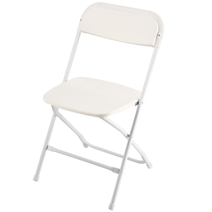 4 Pack Folding Chairs Foldable Plastic Chairs With Heavy Duty Metal Frame Portable Folding Card Table Chairs Stackable Indoor Outdoor Seats For Home Yard Garden Parties Events White