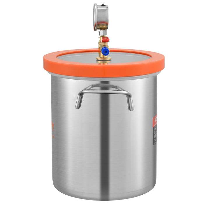 5 Gallon Vacuum Chamber Upgraded Tempered Glass Lid Vacuum Degassing Chamber 304 Stainless Steel Chamber For Stabilizing Wood Resin Degassing Silicone Degassing And Plaster Degassing
