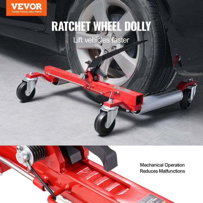 Wheel Dolly Max Capacity 1500 Lbs Car Dolly Car Jack Dolly Lifter With 360° Rotatable Wheels Heavy Duty Vehicle Positioning Ratchet Tire Jack For Vehicle Car Auto Repair Moving
