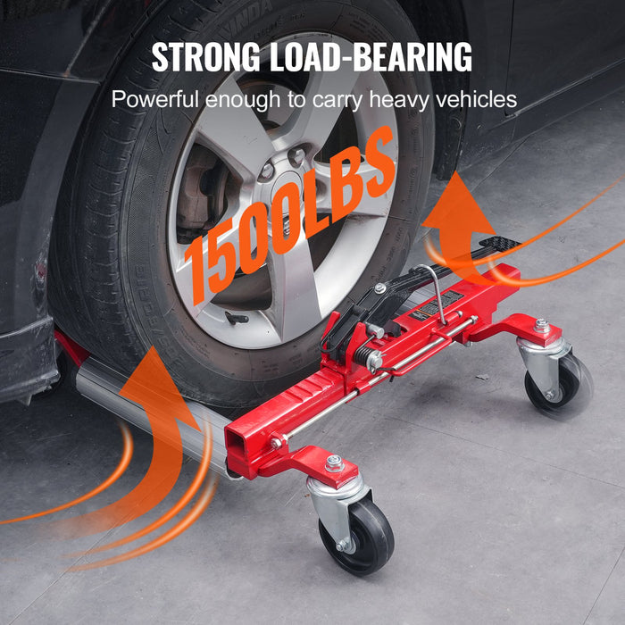 Wheel Dolly Max Capacity 1500 Lbs Car Dolly Car Jack Dolly Lifter With 360° Rotatable Wheels Heavy Duty Vehicle Positioning Ratchet Tire Jack For Vehicle Car Auto Repair Moving