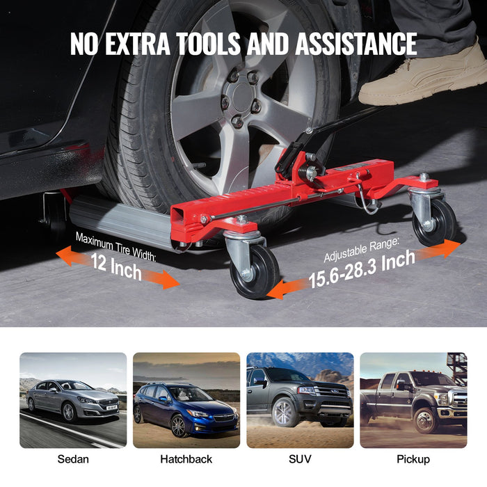 Wheel Dolly Max Capacity 1500 Lbs Car Dolly Car Jack Dolly Lifter With 360° Rotatable Wheels Heavy Duty Vehicle Positioning Ratchet Tire Jack For Vehicle Car Auto Repair Moving