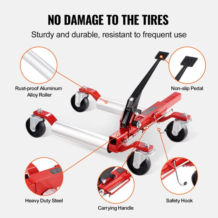 Wheel Dolly Max Capacity 1500 Lbs Car Dolly Car Jack Dolly Lifter With 360° Rotatable Wheels Heavy Duty Vehicle Positioning Ratchet Tire Jack For Vehicle Car Auto Repair Moving