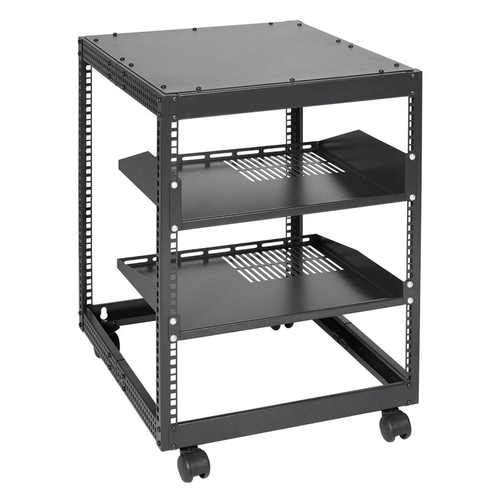 12U Open Frame Server Rack 15''-40'' Adjustable Depth Free Standing Or Wall Mount Network Server Rack 4 Post Av Rack With Casters Holds All Your Networking It Equipment Av Gear Router Modem