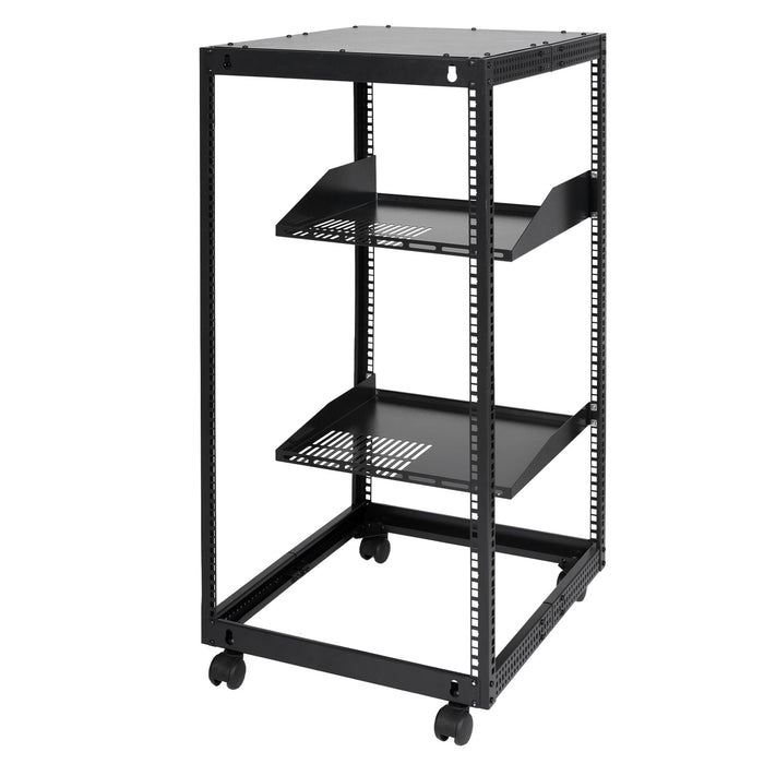 20U Open Frame Server Rack 15''-40'' Adjustable Depth Free Standing Or Wall Mount Network Server Rack 4 Post Av Rack With Casters Holds All Your Networking It Equipment Av Gear Router Modem