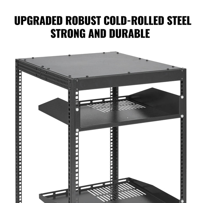 20U Open Frame Server Rack 15''-40'' Adjustable Depth Free Standing Or Wall Mount Network Server Rack 4 Post Av Rack With Casters Holds All Your Networking It Equipment Av Gear Router Modem
