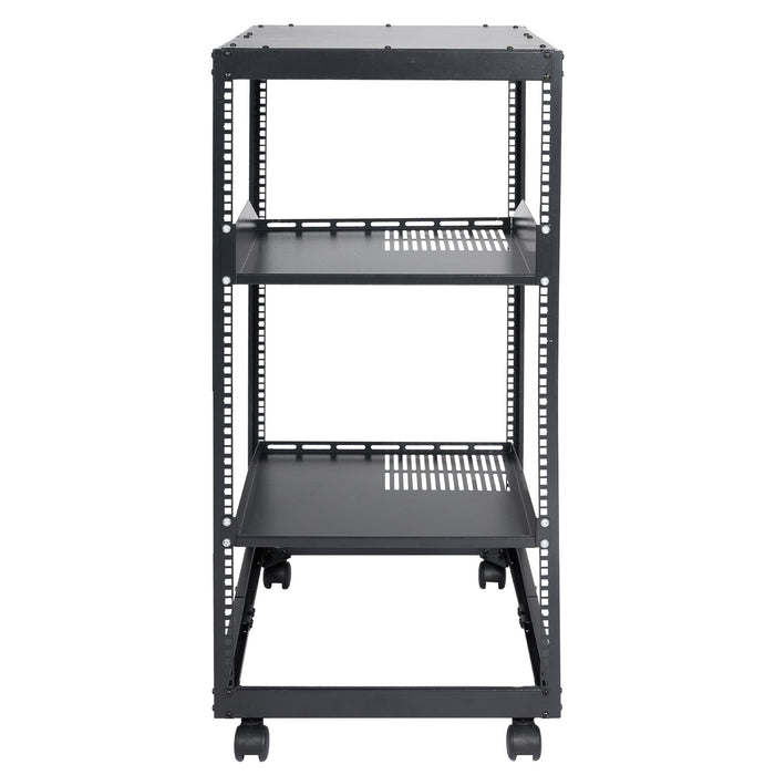 20U Open Frame Server Rack 15''-40'' Adjustable Depth Free Standing Or Wall Mount Network Server Rack 4 Post Av Rack With Casters Holds All Your Networking It Equipment Av Gear Router Modem