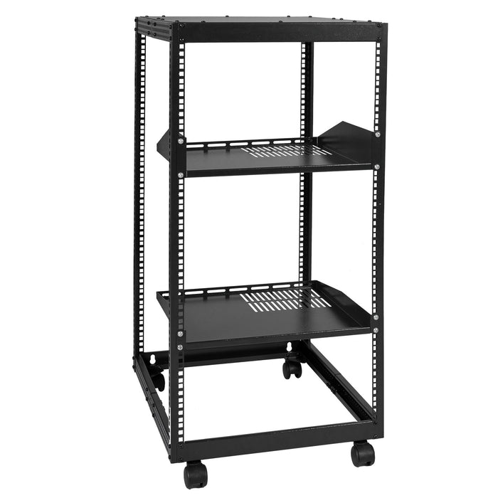 20U Open Frame Server Rack 15''-40'' Adjustable Depth Free Standing Or Wall Mount Network Server Rack 4 Post Av Rack With Casters Holds All Your Networking It Equipment Av Gear Router Modem