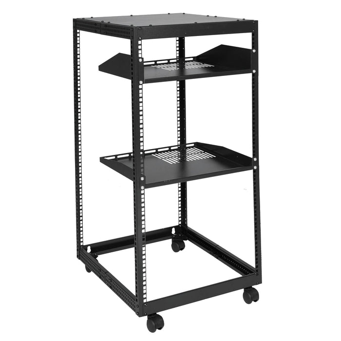 20U Open Frame Server Rack 15''-40'' Adjustable Depth Free Standing Or Wall Mount Network Server Rack 4 Post Av Rack With Casters Holds All Your Networking It Equipment Av Gear Router Modem