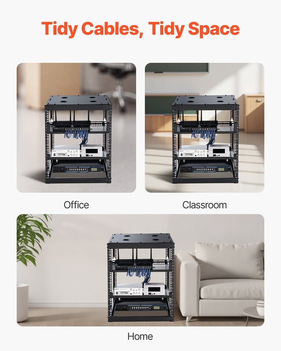 12U Open Frame Network Rack 585 Mm Depth Wall Mounted Or Floor Standing Server Rack Heavy Duty 4 Post With Vented Shelves & Mounting Hardware Holds All Your Networking It Equipment Av Gear