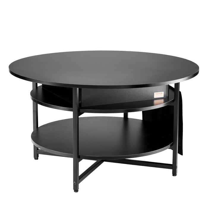 Lift Top Coffee Table 35.3" Round Coffee Table For Living Room Black