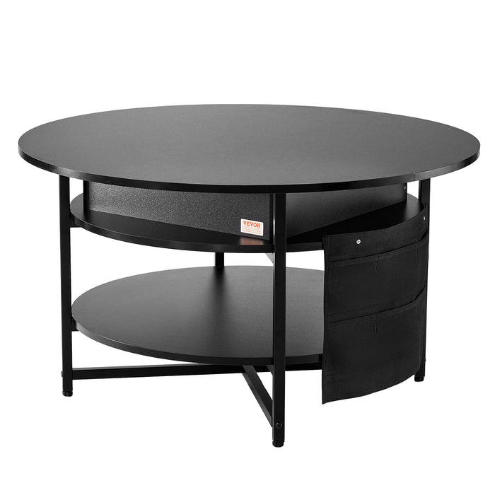 Lift Top Coffee Table 35.3" Round Coffee Table For Living Room Black