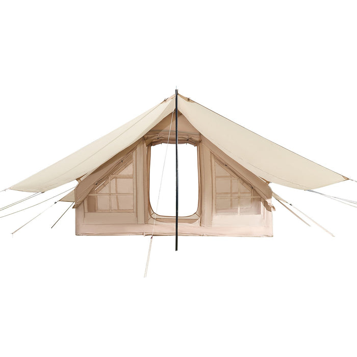 Inflatable Tents For Camping 3-5 Person Easy Setup Blow Up Tent With Hand Pump 300D Oxford 4 Season Glamping Tent With Canopy Stove Jack 2 Doors & 2 Mesh Windows Storage Bag Included