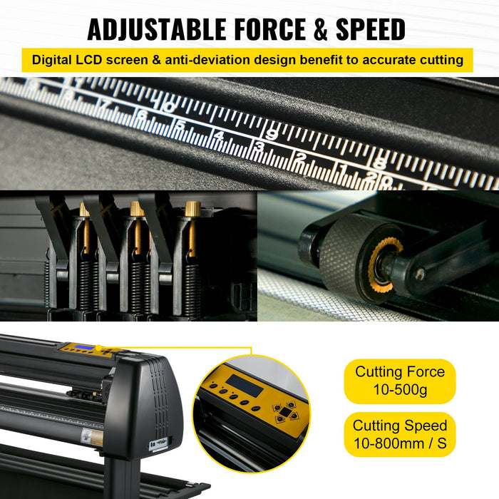 28 Inch Vinyl Cutter Machine With Floor Stand Vinly Sign Cutting Plotter Starter Bundle Kit Software Adjustable Force & Speed