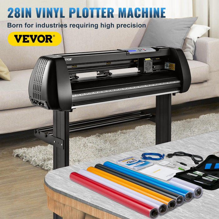 Vinyl Cutter Machine 28In Offline Bluetooth Cutting Plotter Machine 400In / 10M Steel Roller Shaft Adjustable Speed Force Signmaster Software Tool Diy Craft Kit For Sign Making Windows & Mobile