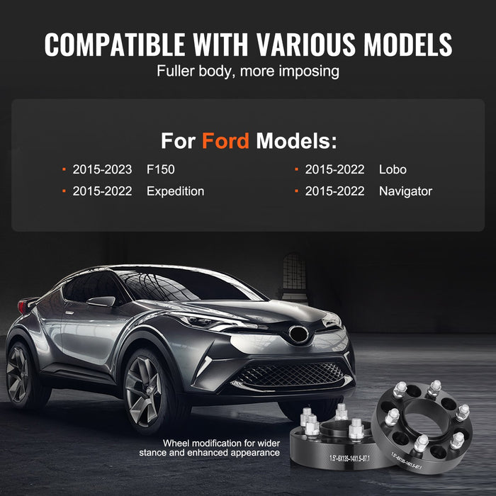 1.5" 6"X5.3" Wheel Spacers Wheel Adapters 6 Lug Forged Spacer 4 Pcs Black