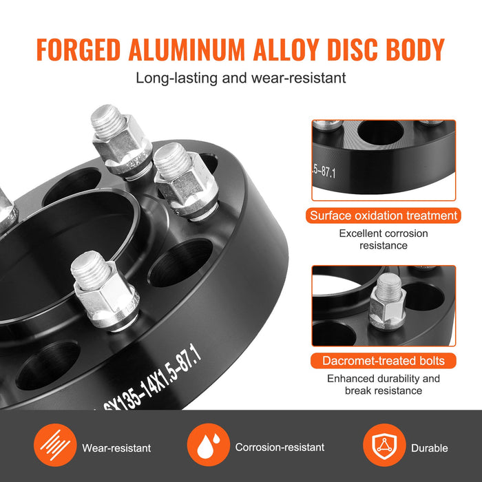 1.5" 6"X5.3" Wheel Spacers Wheel Adapters 6 Lug Forged Spacer 4 Pcs Black