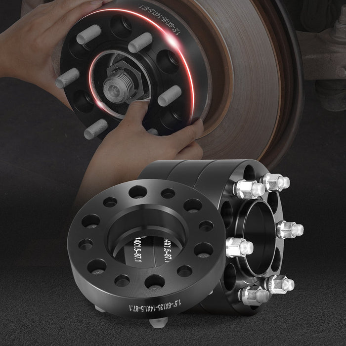 1.5" 6"X5.3" Wheel Spacers Wheel Adapters 6 Lug Forged Spacer 4 Pcs Black