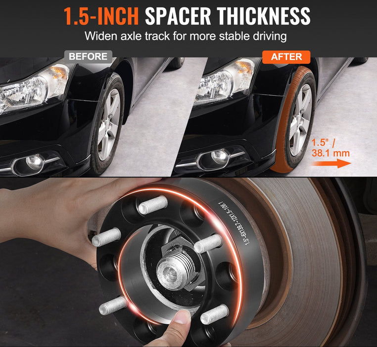 1.5" 6"X5.5" Wheel Spacers Wheel Adapters 6 Lug Forged Spacer 4 Pcs Black