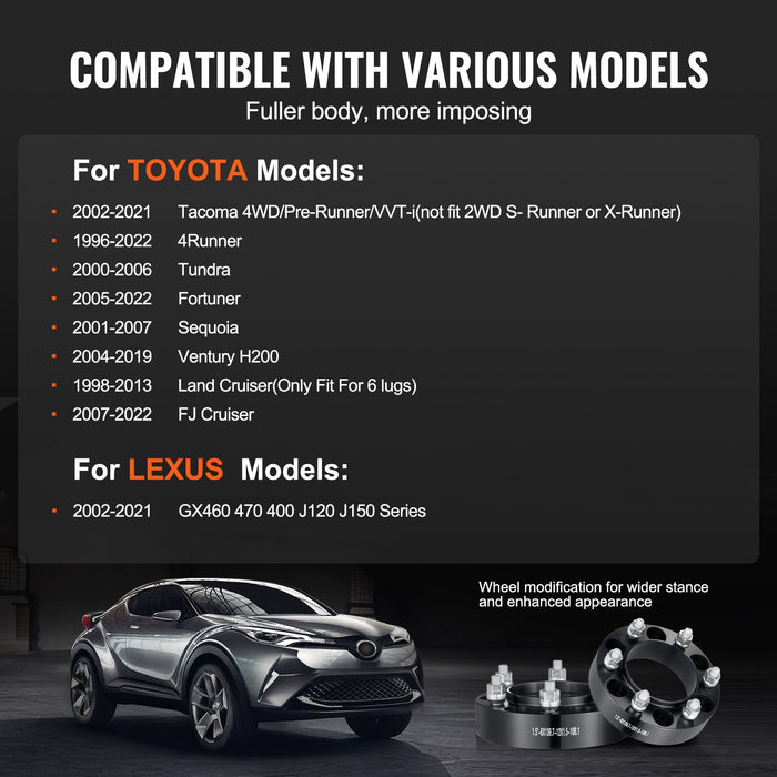 1.5" 6"X5.5" Wheel Spacers Wheel Adapters 6 Lug Forged Spacer 4 Pcs Black