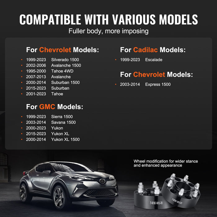 2" 6"X5.5" Wheel Spacers Wheel Adapters 6 Lug Forged Spacer 4 Pcs Black