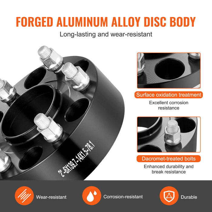 2" 6"X5.5" Wheel Spacers Wheel Adapters 6 Lug Forged Spacer 4 Pcs Black