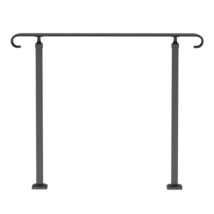 Handrails For Outdoor Steps Fit 1-3 Steps Wrought Iron Handrail Outdoor Stair Railing Adjustable Front Porch Hand Rail Black Transitional Hand Railings For Concrete Steps Or Wooden Stairs