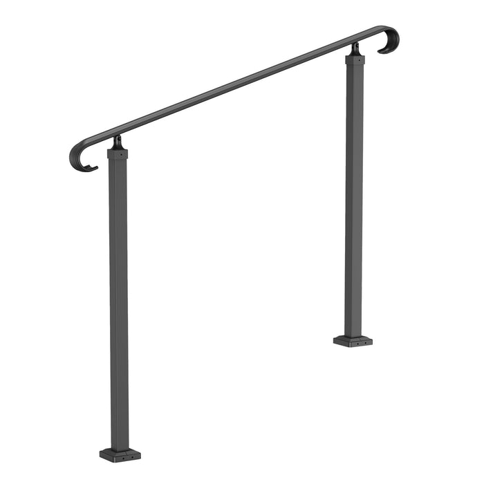 Handrails For Outdoor Steps Fit 1-3 Steps Wrought Iron Handrail Outdoor Stair Railing Adjustable Front Porch Hand Rail Black Transitional Hand Railings For Concrete Steps Or Wooden Stairs