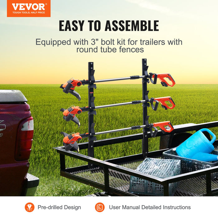 3-Place Weeder Trimmer Rack Holder For Open Landscape Trailer Lockable