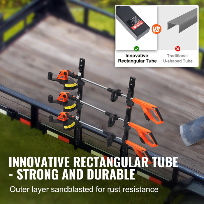 3-Place Weeder Trimmer Rack Holder For Open Landscape Trailer Lockable