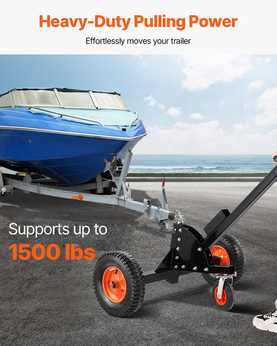 Trailer Dolly 1500Lbs Tongue Weight Capacity 2 In 1 Trailer Mover With 2 In Ball 16 In Pneumatic Tires And Universal Wheel Portable Tow Dolly For Moving Car Rv Trailer