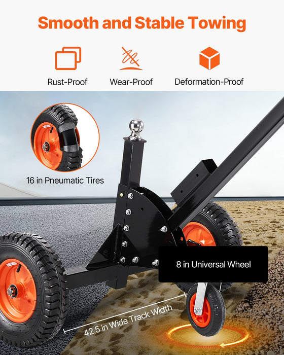 Trailer Dolly 1500Lbs Tongue Weight Capacity 2 In 1 Trailer Mover With 2 In Ball 16 In Pneumatic Tires And Universal Wheel Portable Tow Dolly For Moving Car Rv Trailer