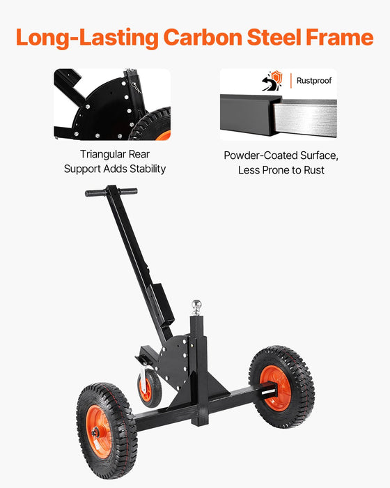 Trailer Dolly 1500Lbs Tongue Weight Capacity 2 In 1 Trailer Mover With 2 In Ball 16 In Pneumatic Tires And Universal Wheel Portable Tow Dolly For Moving Car Rv Trailer