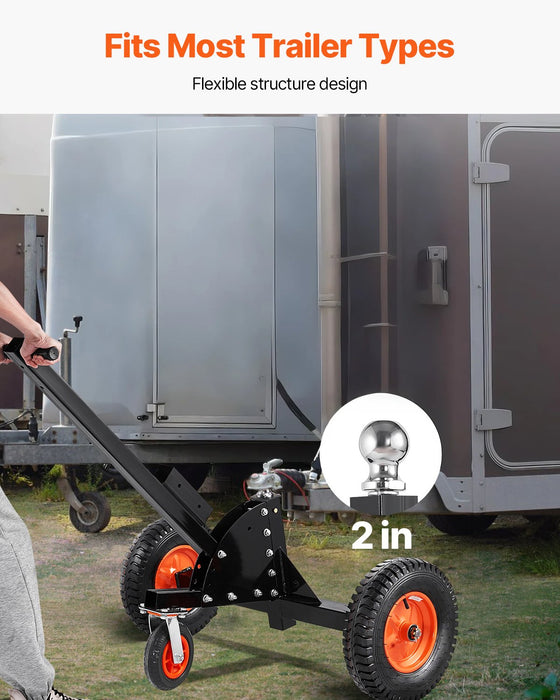 Trailer Dolly 1500Lbs Tongue Weight Capacity 2 In 1 Trailer Mover With 2 In Ball 16 In Pneumatic Tires And Universal Wheel Portable Tow Dolly For Moving Car Rv Trailer