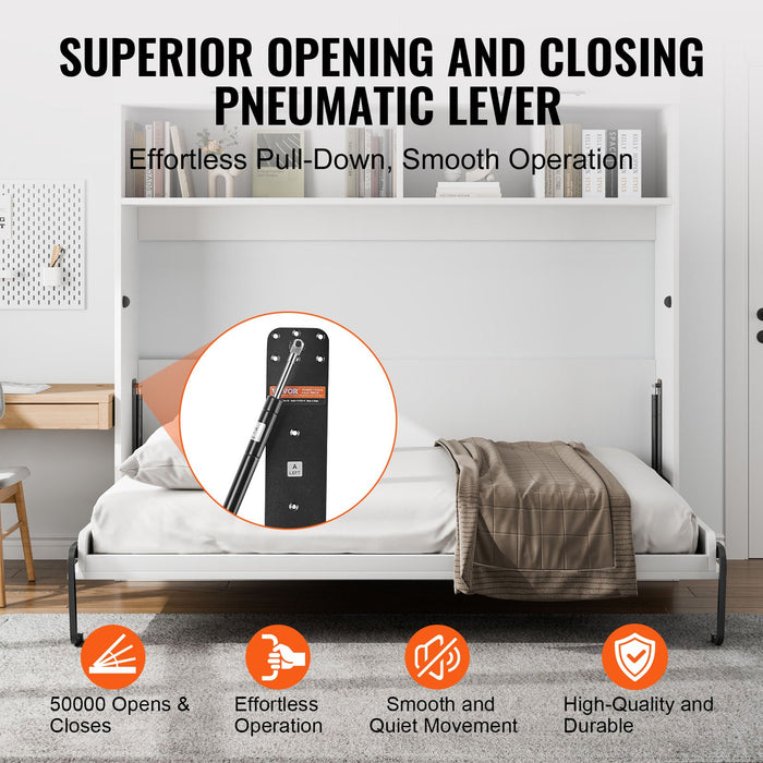 Murphy Bed Kit Full Size Deluxe Diy Wall Bed Mechanical Hardware Kit Pneumatic Lever Heavy Duty Bed Frame Support Folding Cabinet Wall Bed Space Saving Design For Guestroom Easy To Build