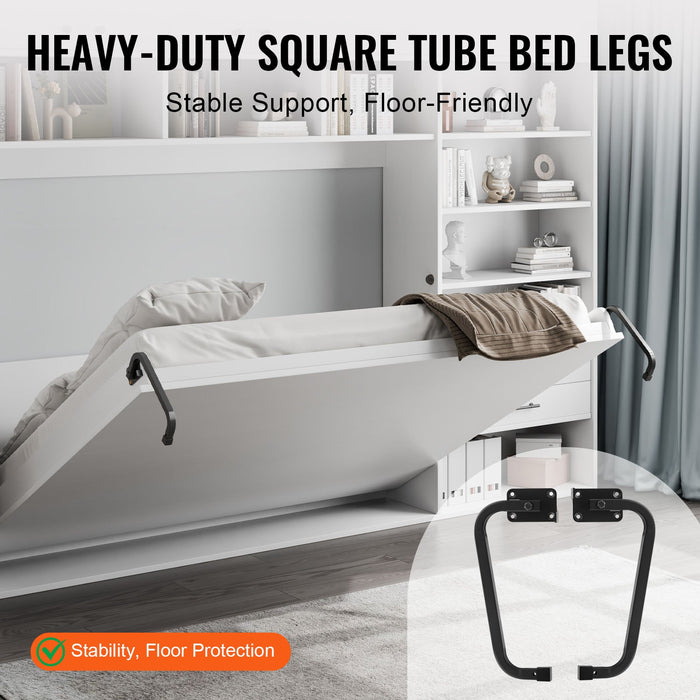 Murphy Bed Kit Full Size Deluxe Diy Wall Bed Mechanical Hardware Kit Pneumatic Lever Heavy Duty Bed Frame Support Folding Cabinet Wall Bed Space Saving Design For Guestroom Easy To Build