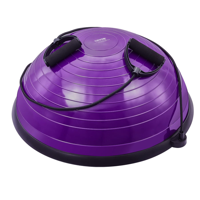 Half Exercise Ball Trainer 23 Inch Balance Ball Trainer 660Lbs Stability Ball Yoga Ball With Resistance Bands & Foot Pump Strength Fitness Ball For Home Gym Full Body Workout Purple